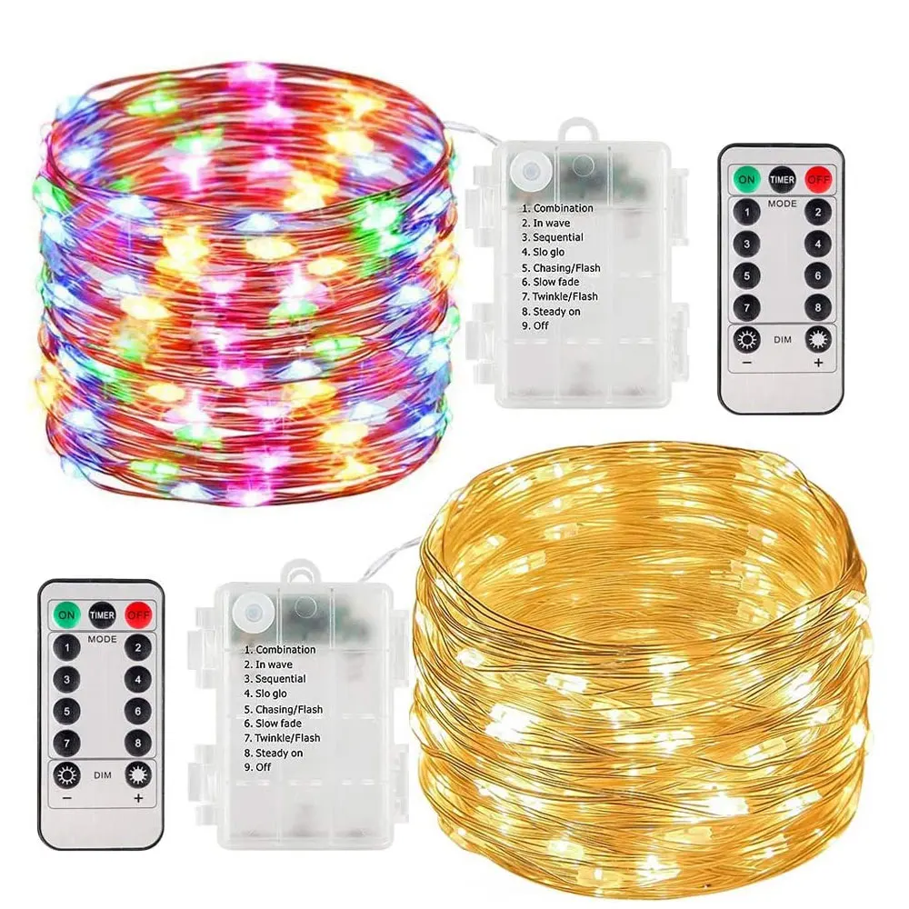 Outdoor Indoor Remote Control Waterproof Festive Copper Wire String Lights Party Garden Garland Wedding Yard Christmas Decoratio