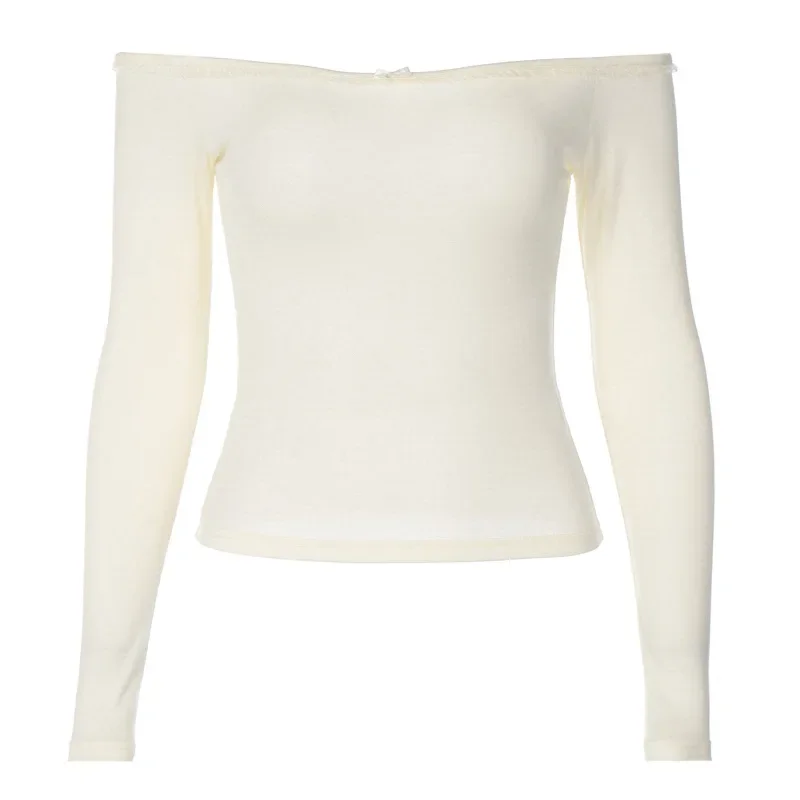 Кружевной лоскутный укороченный топ с бантом и открытыми плечами женский