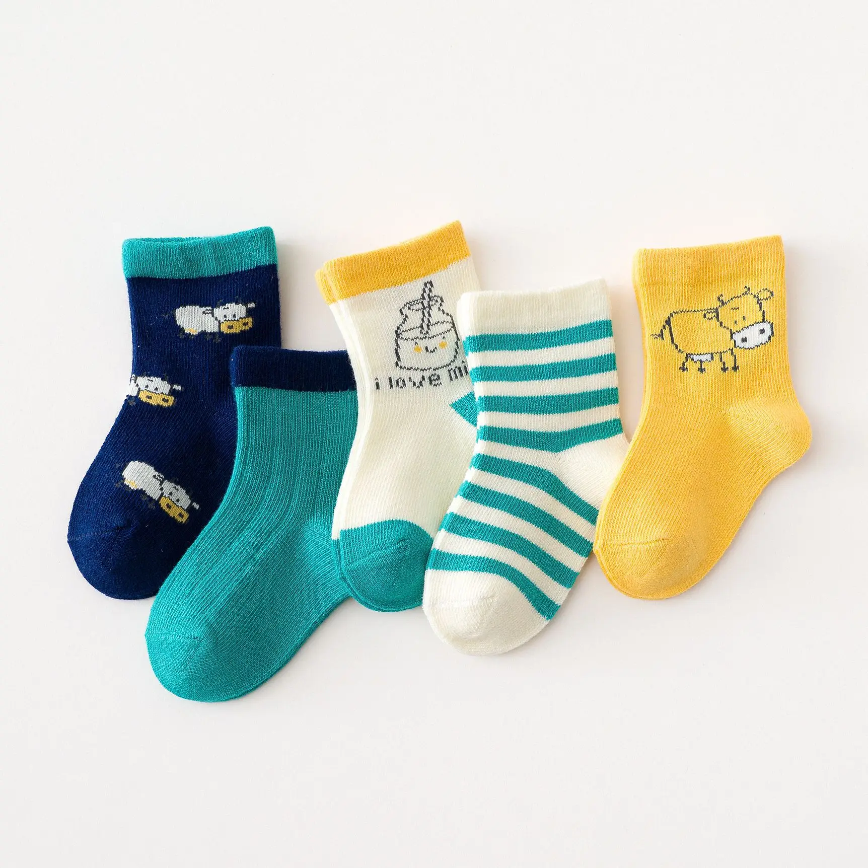 5Pairs Baby Socks Newborn Baby Boy Socks 0-1-3-5Y Kids Pure Cotton Animal Design Fadeless Soft Children's Socks for Girls