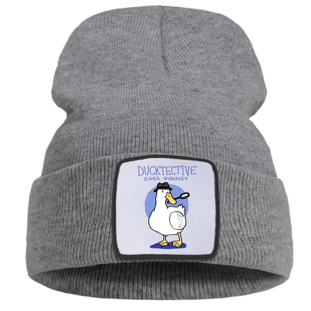 

Balaclava Hats Ducktective Eggs Quackley Cartoon Men Beanie Cap Winter Harajuku Vintage Aesthetic Women'S Hat Knitted For Girls