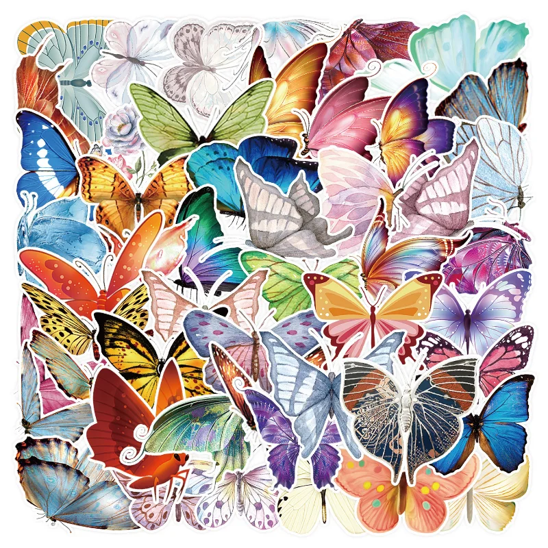 

10/25/50pcs Butterfly Stickers Aesthetic for DIY Girls Luggage Water Bottle Phone Laptop Guitar Scrapbook Stationery Car Decal