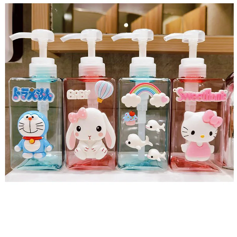 

Hello Kitty Sanrio Kawaii Cartoon Empty Bottle Travel Shower Gel Shampoo Lotion Hand Sanitizer Alcohol Bottle Sub-Bottling
