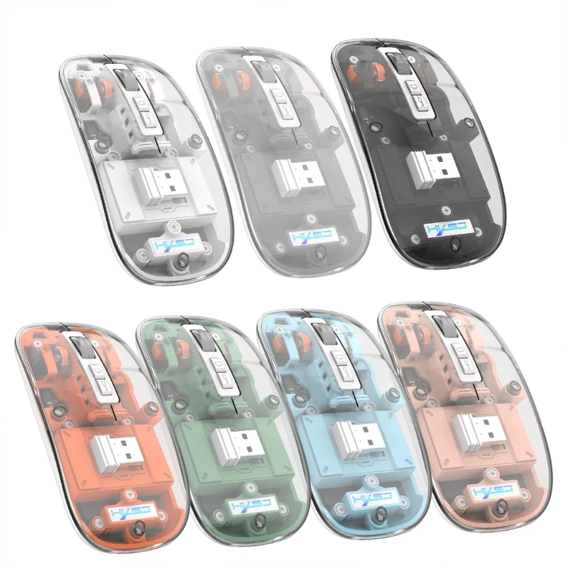 

Transparent Wireless Gaming Mouse 2.4G/Bluetooth Rechargeable Mouse for Laptop