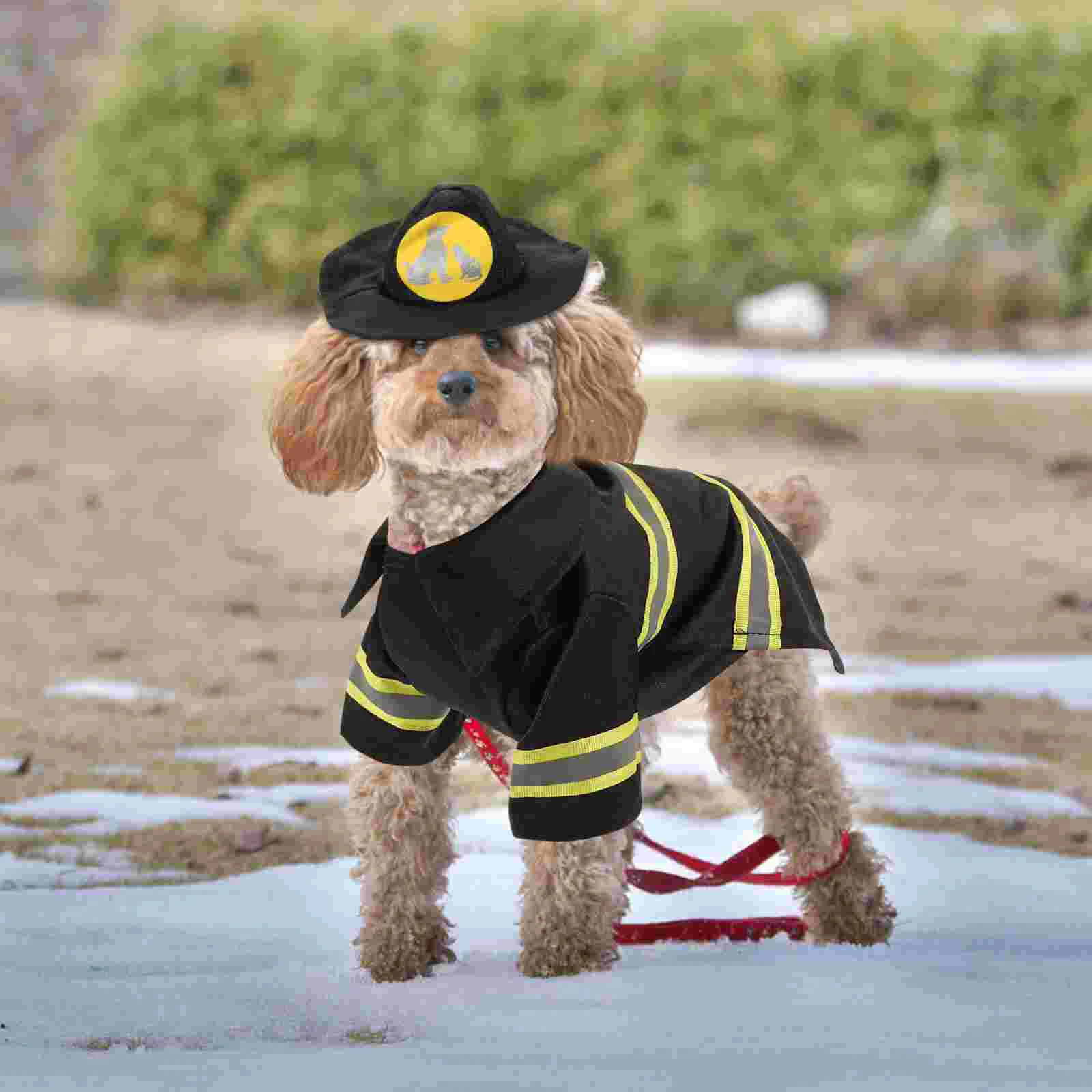

1 Set of Pet Dog Clothes Firefighter Uniform Shape Pet Clothing Party Performance Costume Transformed Coat for Pet Cat Puppy