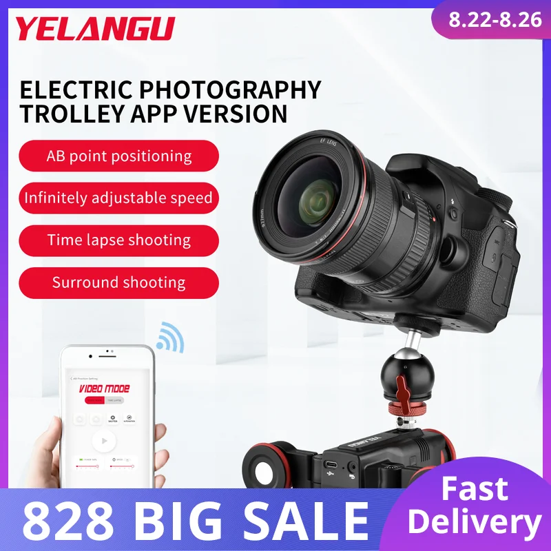 YELANGU L5I Camera Video Autodolly Electric Motor Track Slider for Canon Nikon Sony DSLR for iphone12 /13 for Xiaomi