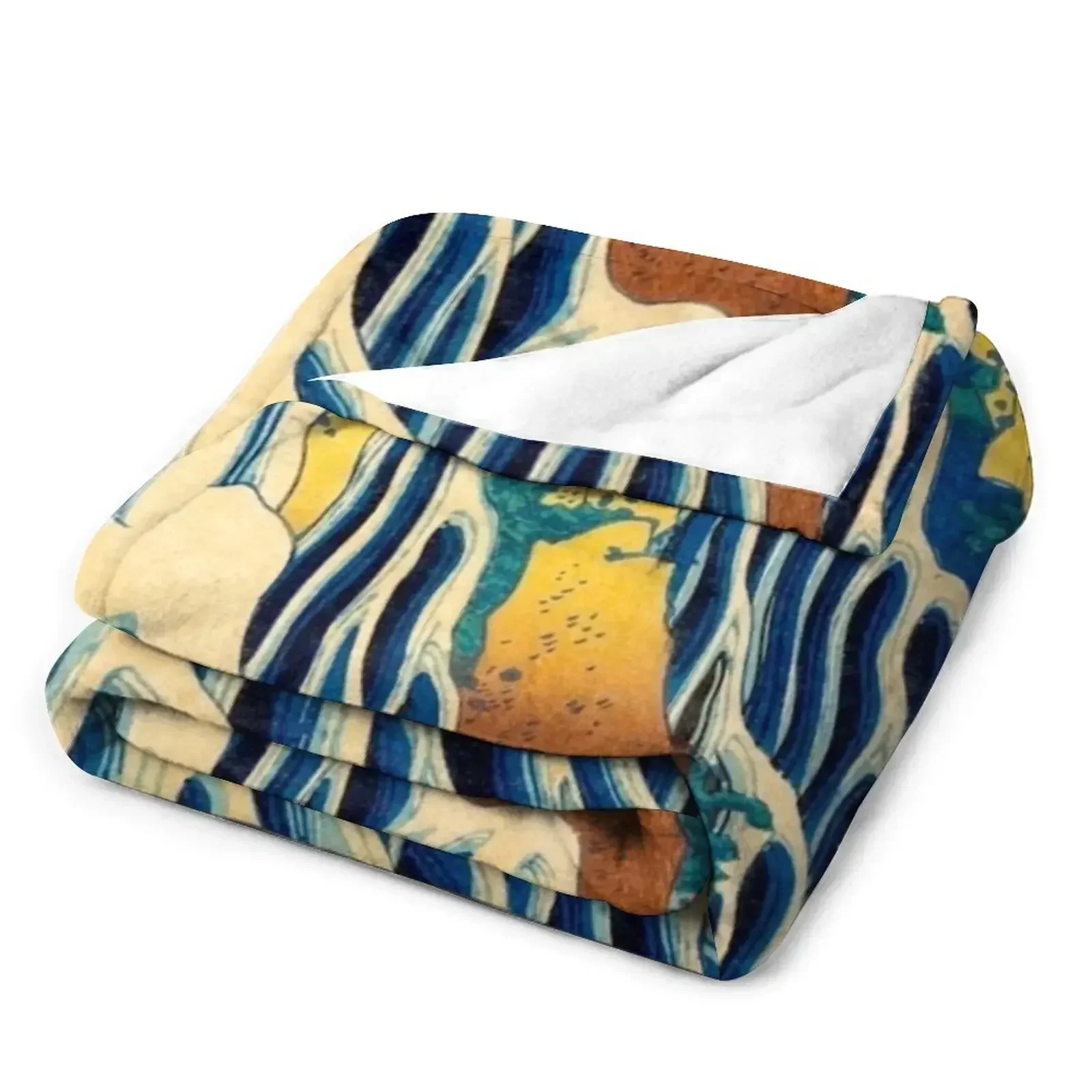 Водопад The Falling Mist at Mount Kurokami Katsushika Hokusai японское одеяло с древесными блоками и