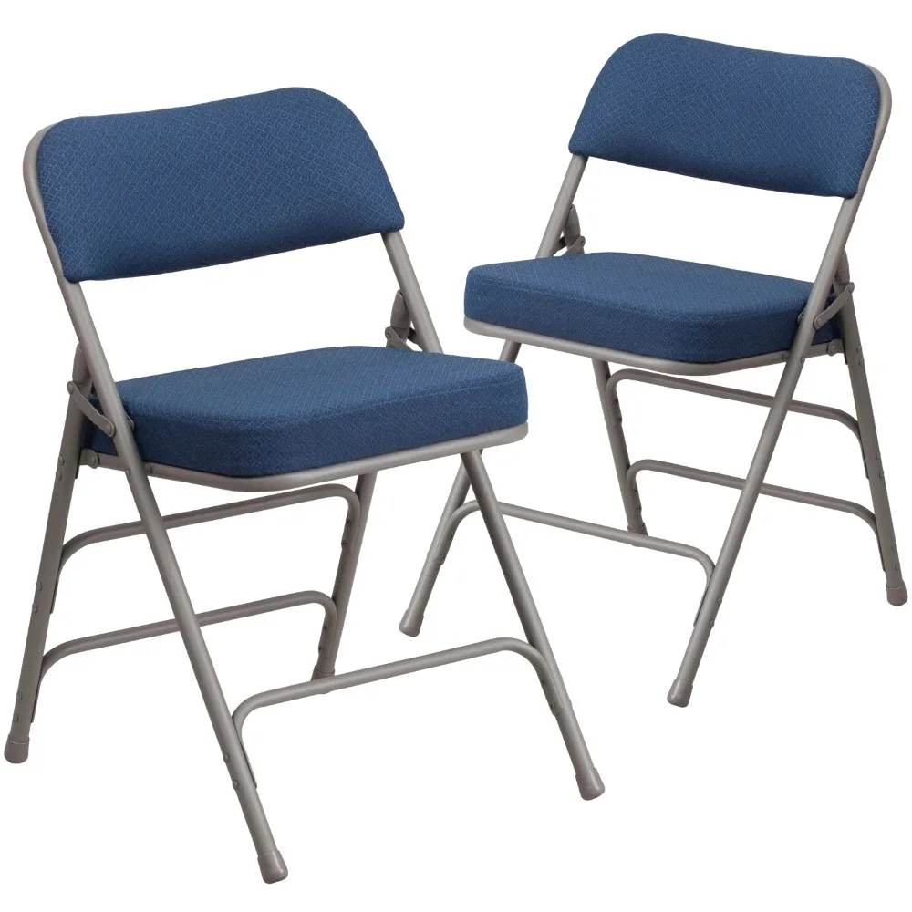 

2 Pack HERCULES Series Premium Curved Triple Braced & Double Hinged Navy Fabric Metal Folding Chair Free Shipping