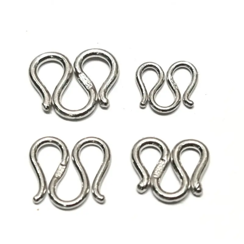 1 Piece Solid 925 Sterling Silver M Shape Clasp Hook Open Buckle Both Side for Necklace Bracelet DIY Accessories Supplies Making