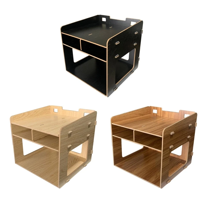 

Wooden Countertop Printer Stand Shelf Paper Pen Storage Organizer for Desk Office Home Multi-Purpose Desktop Container