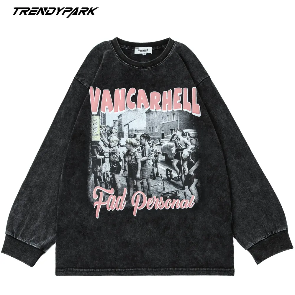 

Men's T-Shirt Full Sleeve Oversized Hip Hop Streetwear Tops Goth Picture Print Harajuku Tshirt Autumn Cotton Casual T Shirt Men