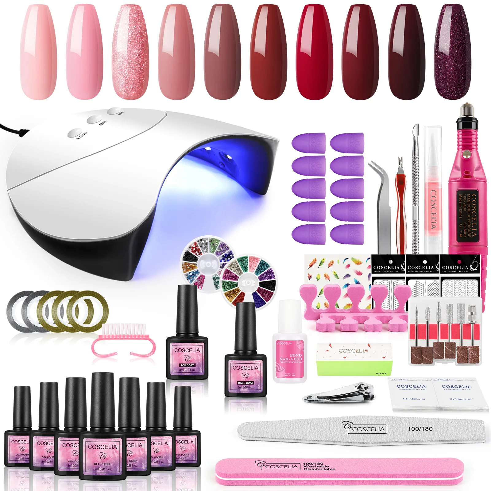 

Набор для маникюра COSCELIA, лампа для сушки ногтей, резаки для маникюра, набор полуперманентного лака, гель-лака