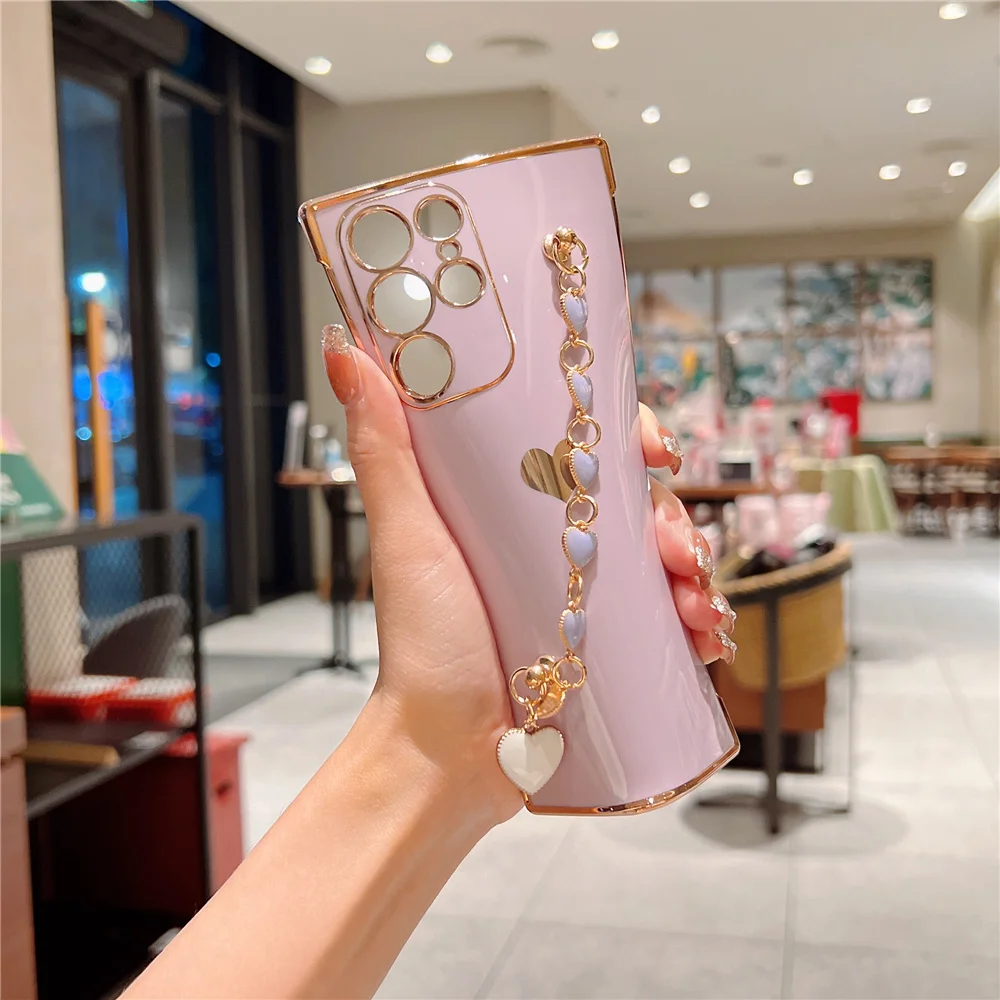 Женский чехол цепочка в форме сердца мягкая и ударопрочная конфетного цвета