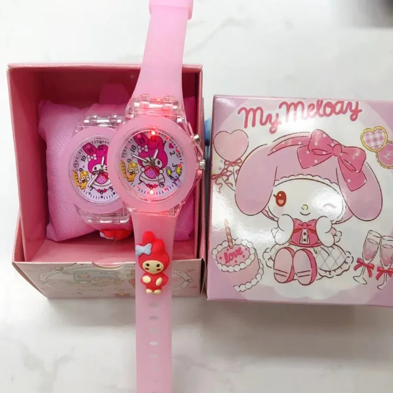 Sanrio Детские светлые часы Kuromi Cinnamoroll mymelody помпон Purin HelloKitty аниме периферийная
