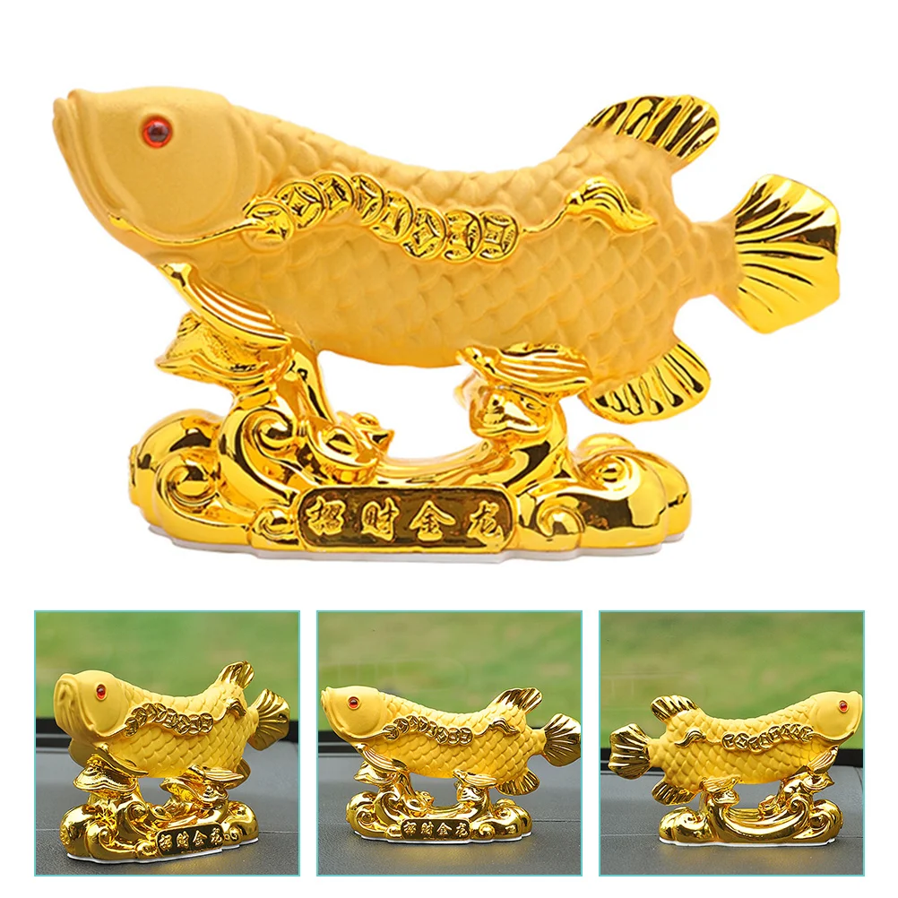 

Ornament Resin Fish Fengshui Statues Sculpture Creative Car Decor Table Top Ornaments Figurine Supplies Trim