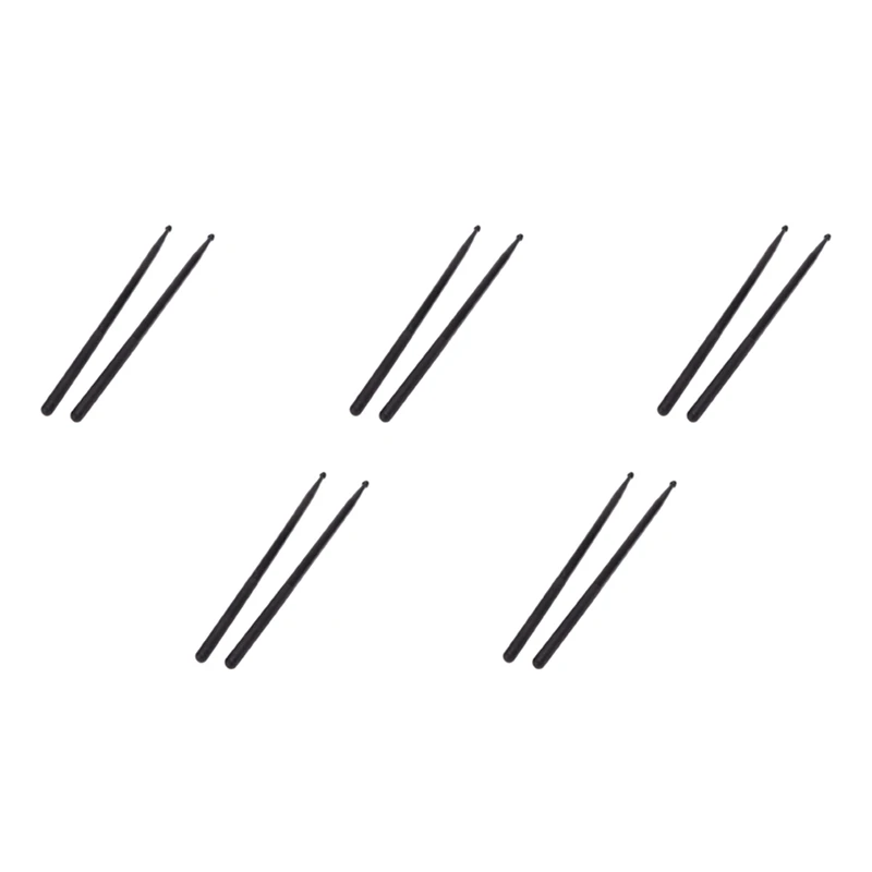 

5X Pair Of 5A Drumsticks Nylon Stick For Drum Set Lightweight Professional Black