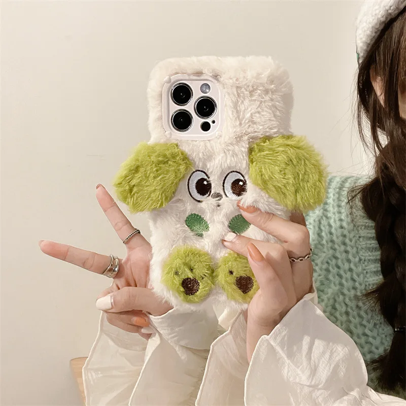 

Autumn and Winter Cute Phone Case Plush Dog for IPhone Case 12Pro Apple 13/11 Cartoon Phone Cases