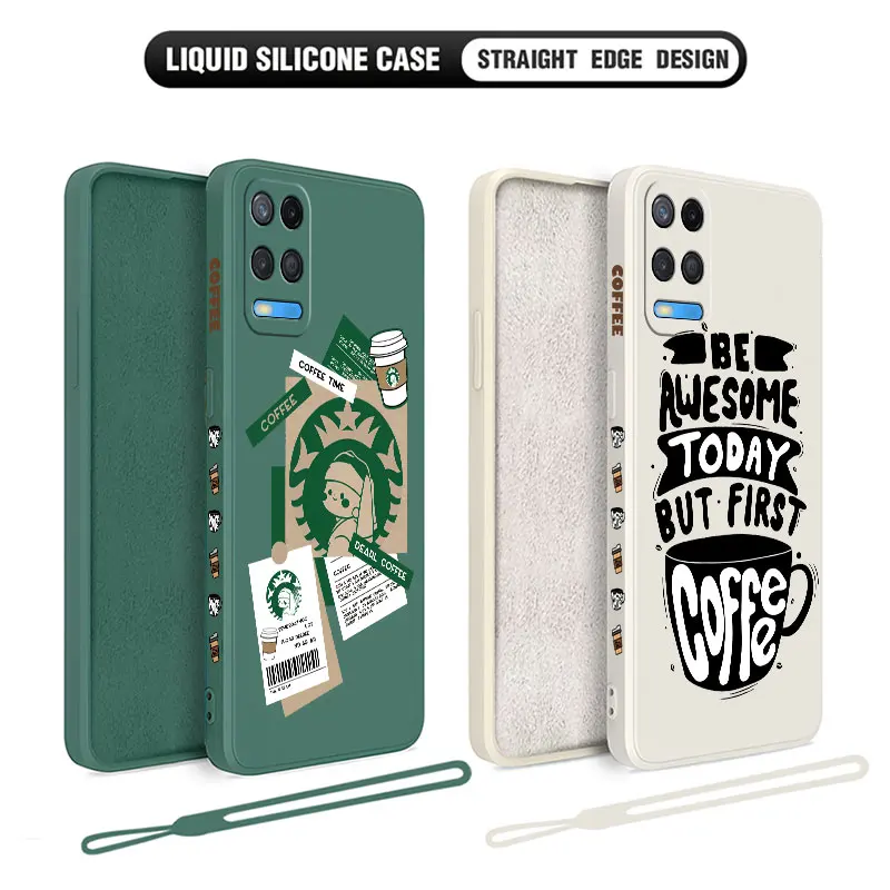 Чехол для телефона с забавной кофейной марки Label OPPO A54 A74 A57 A96 A76 A36 A95 A12 A15 A15S A16 A16K A9 A5