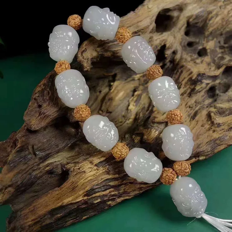 Натуральный Синьцзян Хэтянь Нефрит Материал Цинхай дымчато-серый ручной резной