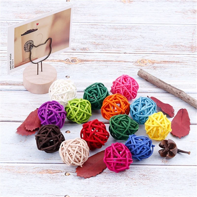 10Pcs/set Multicolor Rattan Balls 3CM Wicker Balls Decor Twig Orbs Spheres Vase Fillers Table Wedding Party New Year Bowls Decor