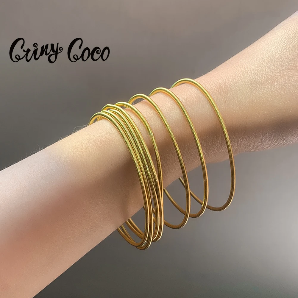 

European American Stainless Steel Bracelet Bangles 1.7mm Spring Steel Wire Bracelet Fashion Bracelets for Women Girlfriends INS