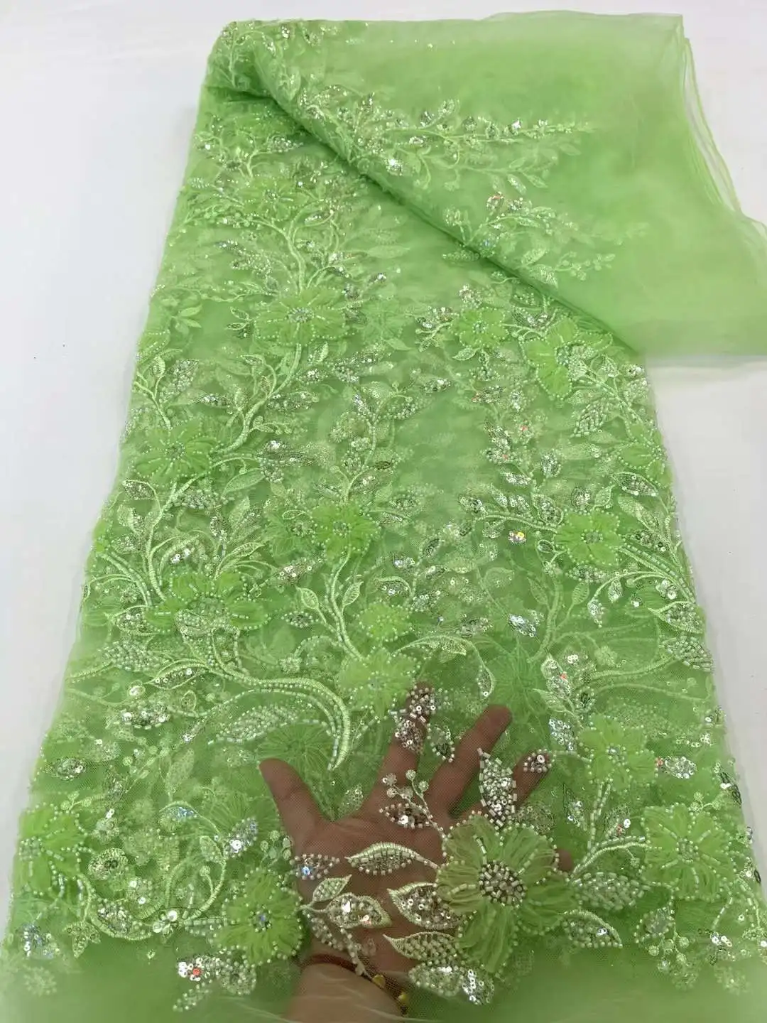 Белая ткань 2024 высококачественное кружево французское роскошное Сетчатое