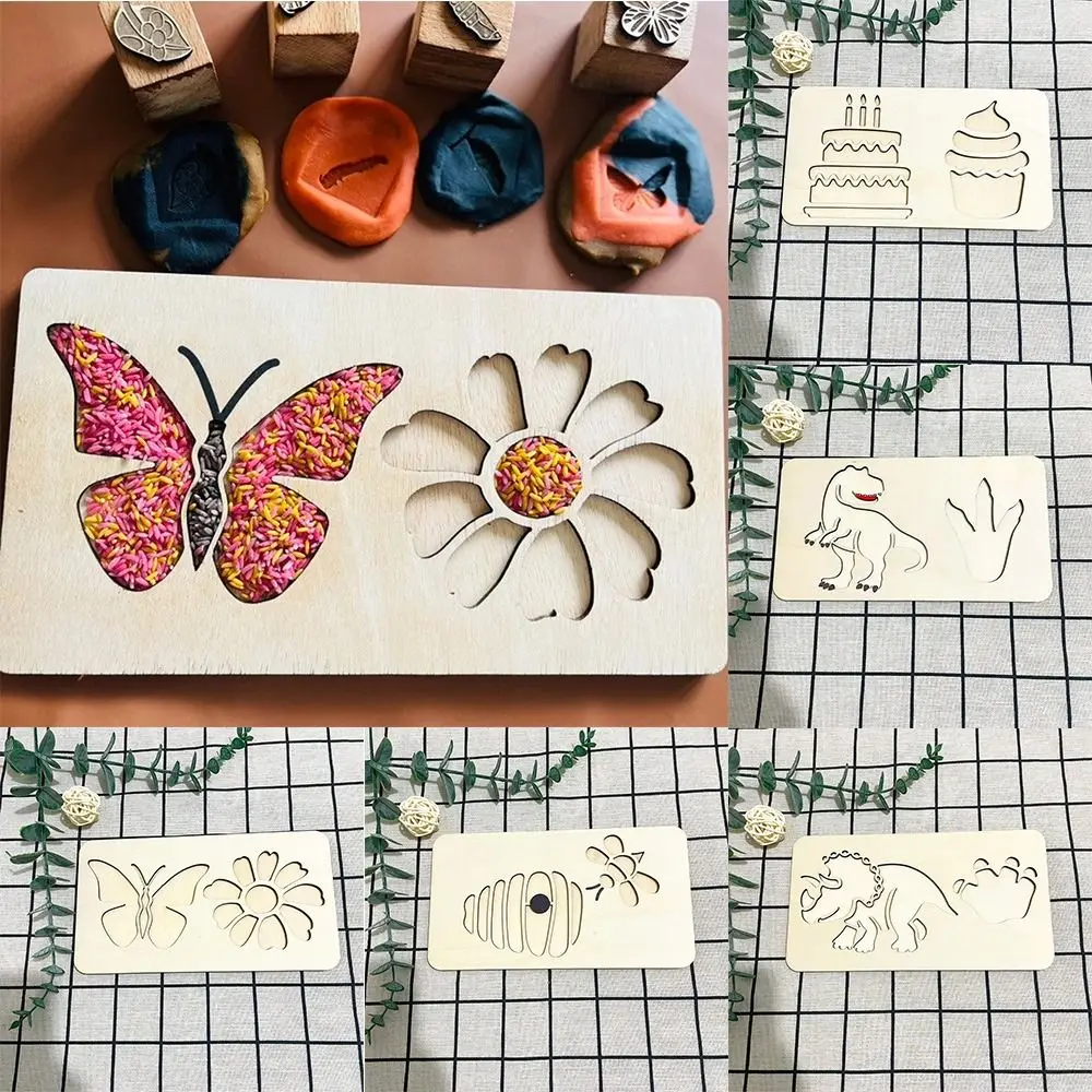 

Wooden Wooden Animal Sensory Tray Lovely Painting Tray Geometric Shape Kids DIY Toy Cake Bee Parent-child Toys Imagination