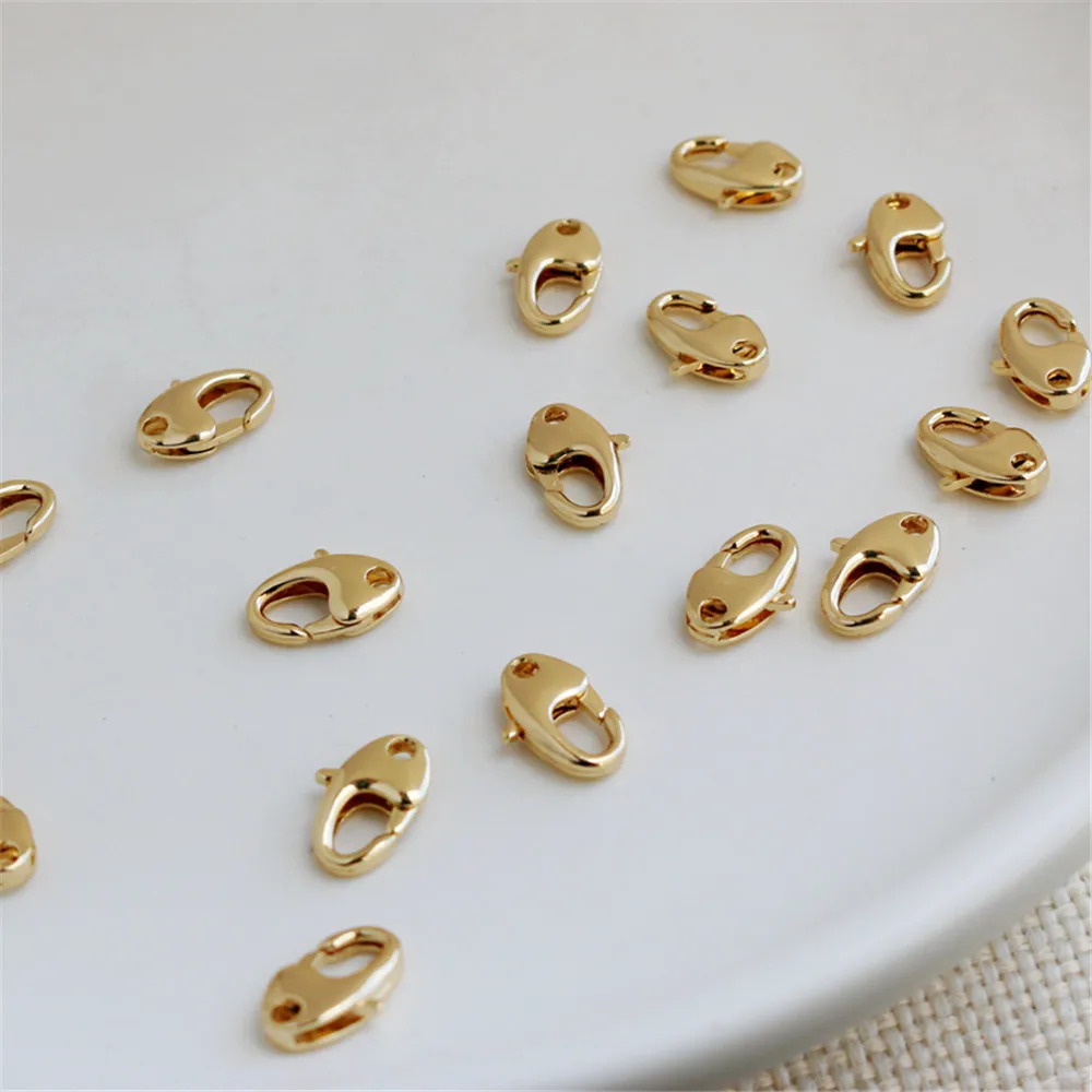 

14K gold color spring clasp Pea lobster clasp 6*11mm link clasp Handchain buckle diy buckle necklace