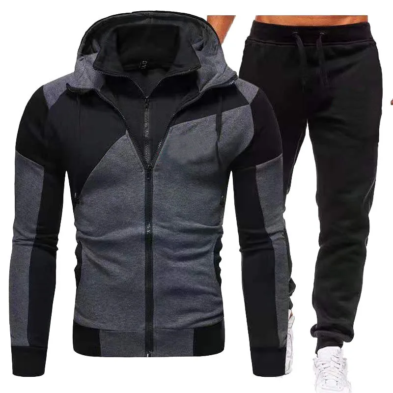 2023 Men Warm Lapel Jacket Sportwear ZipperWindproof Hoodies Male Sweatshirt+Sweatpants Suit 2Pcs Tracksuit Sets Winter Clothes