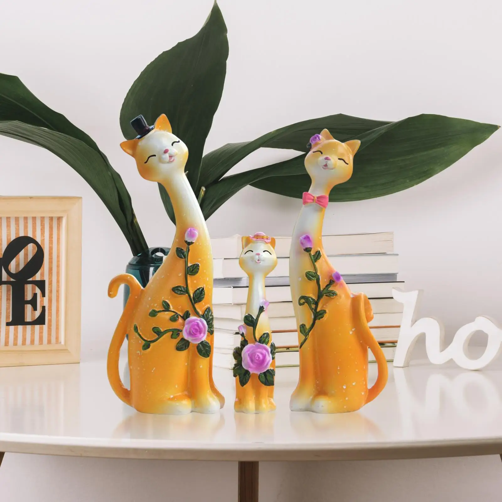 

3Pcs Cat Statues Home Decor Creative Ornaments for Bedroom Desktop Holidays
