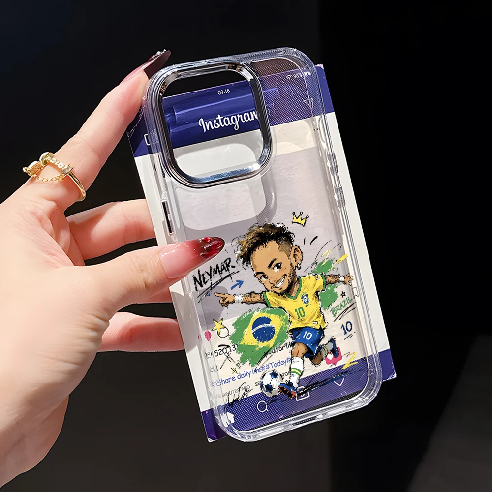 Фото Чехол для телефона с изображением Неймара и Роналду для Samsung Galaxy A57 A56 A55 A54 A52 A37 A36 A26 A17 A16 A07 A06 4G 5G, прозрачный, премиум-класса. №3