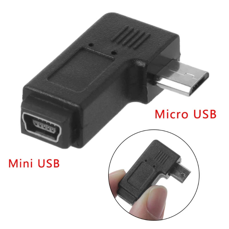 

1PCS 90° Left & Right Angled Mini USB 5Pin Female To Micro USB Male Data Sync Adapter