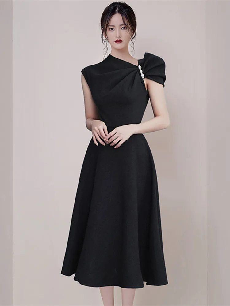 Платье женское ассиметричное с воротником-стойкой Элегантное Длинное Вечернее