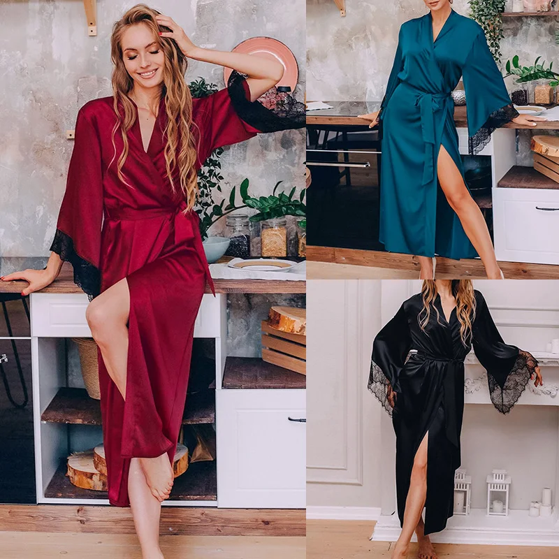 Роскошная длинная ночная рубашка для женщин сорочка до пола из искусственного