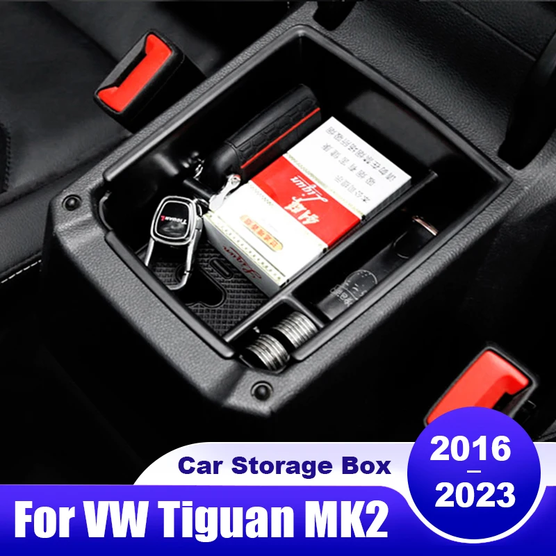 

For Volkswagen VW Tiguan MK2 2016 2017 2018 2019 2020 2021 2022 2023 Car Central Armrest Storage Box Container Tray Accessories