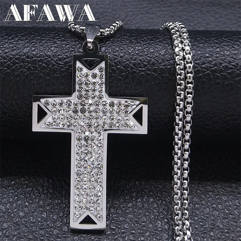 

Jesus Christ Crucifix Cross Pendant Necklace Silver Color Stainless Steel Amulet Necklaces Jewelry corrente masculina N4944S02