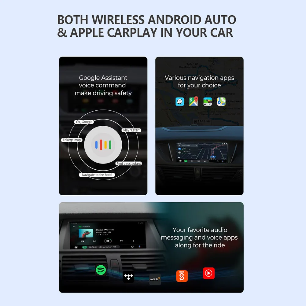 2022 Новый беспроводной автомобильный адаптер Android Carplay Ai Box мультимедийная коробка