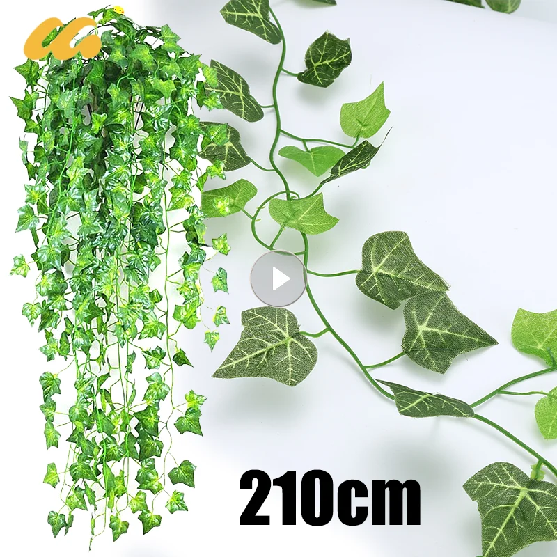 Зеленые шелковые искусственные подвесные растения 210 см виноградные листья 1 шт.