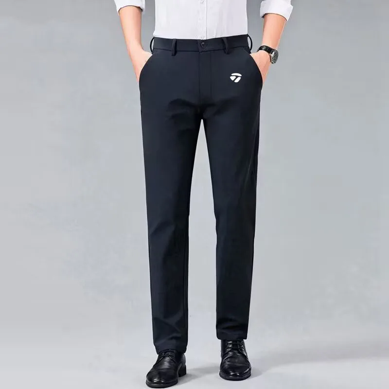 2023 Spring Men's Golf Pants Leisure Pants Elastic Slim Straight Business Wrinkle Resistant Fashion Men's Golf Pants