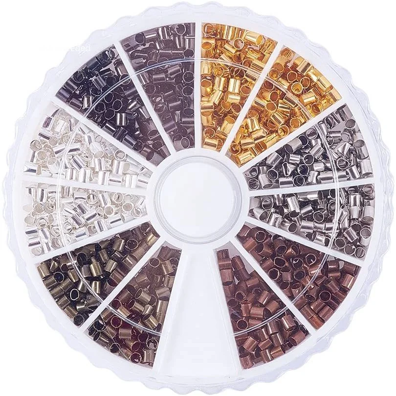 

Крошечные латунные обжимные бусины, 2 мм, 6 цветов, 1500 шт.