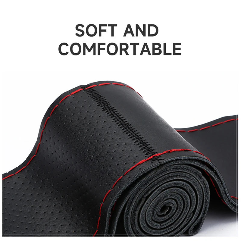 Кожаная оплетка для руля автомобиля текстурные мягкие Защитные чехлы с иглами и