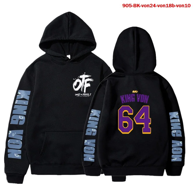 

King-Von Printed Hoodies Unisex Autumn Winter Fashion Casual Cotton Long Sleeve Pullover Sweatshirts