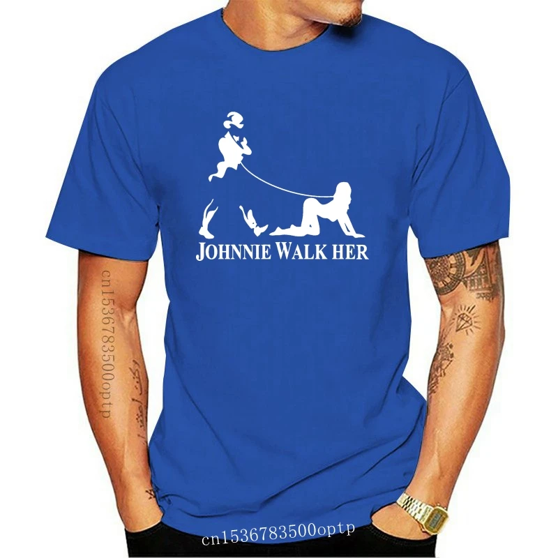 

Kaus Pria пародия Wiski Lucu Johnnie Walk Her Walker Bar Kaus Kasual Pakaian Kerah Bulat Desain Musim Semi Katun Polos