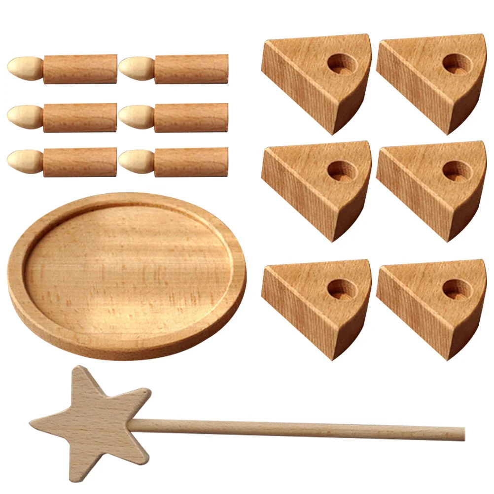 

1 Set Educational Toy Birthday Wooden Cake Toy Wooden Cake Set Learning Kitchen Toy