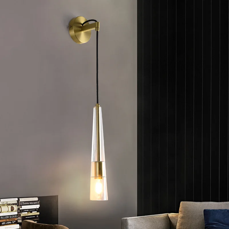 

Modern Led Wall Lamp Glass Lampshade Long Line Sconce Bedside Lighting Indoor Gold Nordic Fixture Mirror Aisle Stair Decor Light