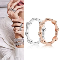 new 925 %d0%ba%d0%be%d0%bb%d1%8c%d1%86%d0%be silver pan ring creative heart to heart with crystal heart pan ring for women wedding party fashion jewelry
