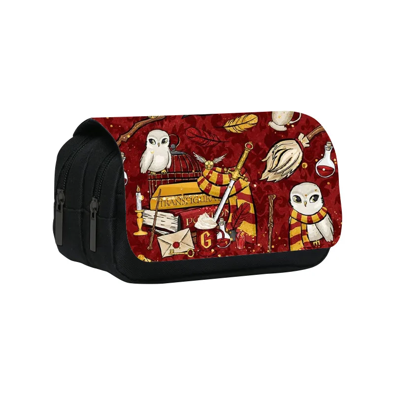 

Harries Hermione Pencil Bag Potters Pouch Double Zip Hogwarts Badge Cosmetic Stationery Pencil Case Children Gift Pen Case Box