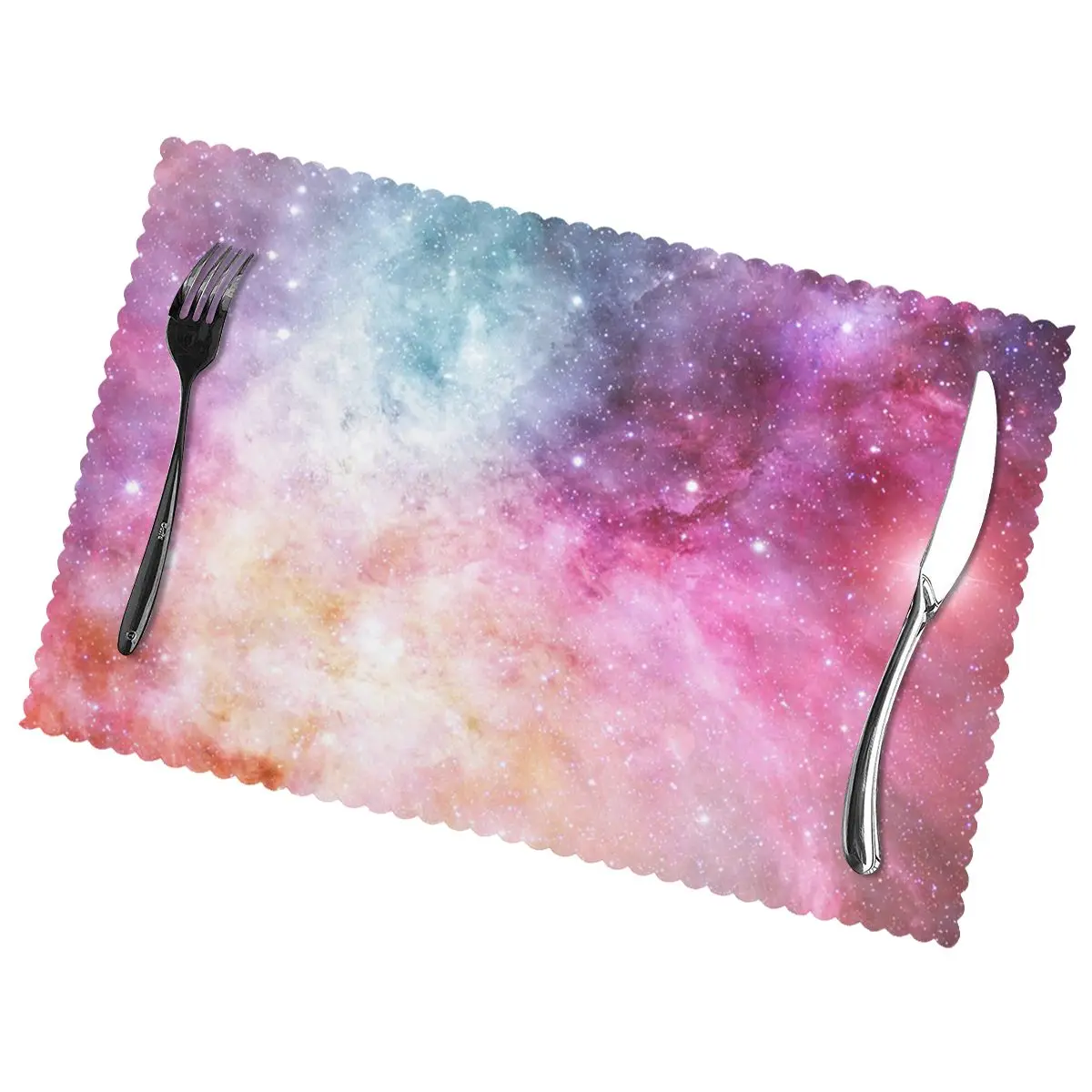 

Galaxy Nebula Non-Slip Insulation Place Mats for Kitchen Dining Table Washable Placemats Bowl Coaster Cup Mat Set of 6