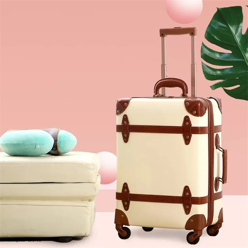 

Carrylove women spinner lock retro suitcase 20"24" trolley luggage bag vintage for traveling
