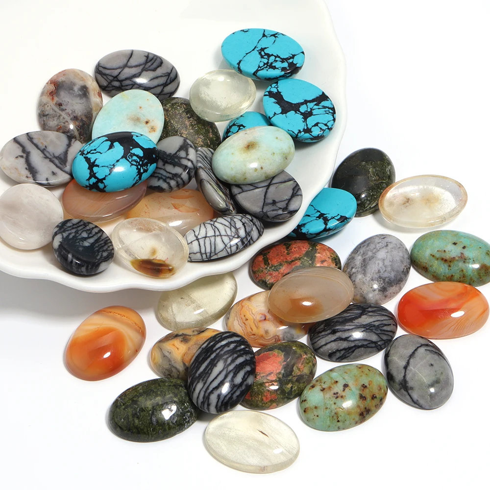 Овальные бусины из натурального камня кабошон 18x5 мм 2 шт