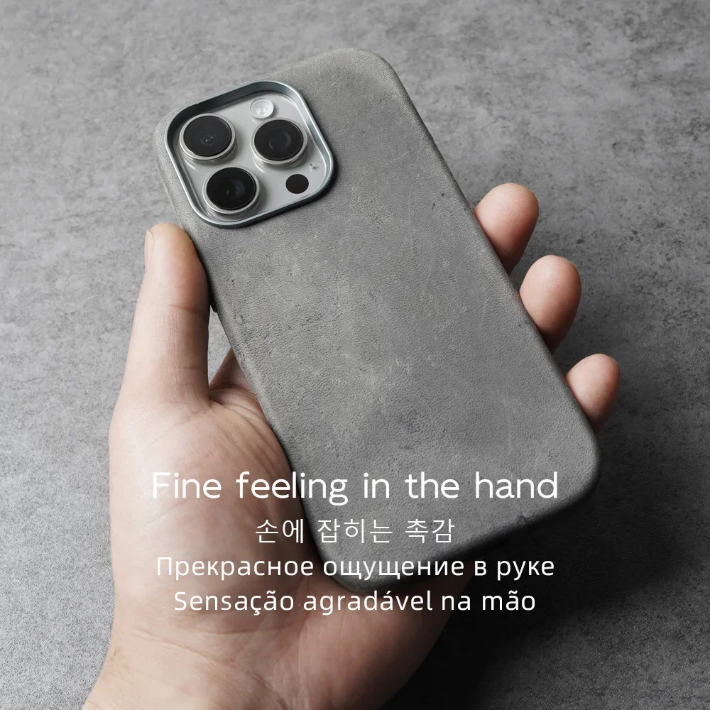 Фото Чехол YMW Scars Crazy Horse из натуральной кожи для iPhone 16 Pro Max 15 14 13, мини-магнитный чехол из искусственной кожи с морозовой воловьей кожей №5